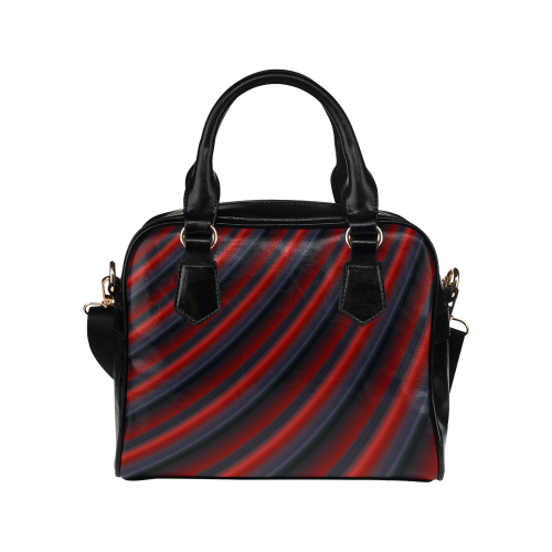 Glossy Red Gradient Stripes Shoulder Handbag (Model 1634)