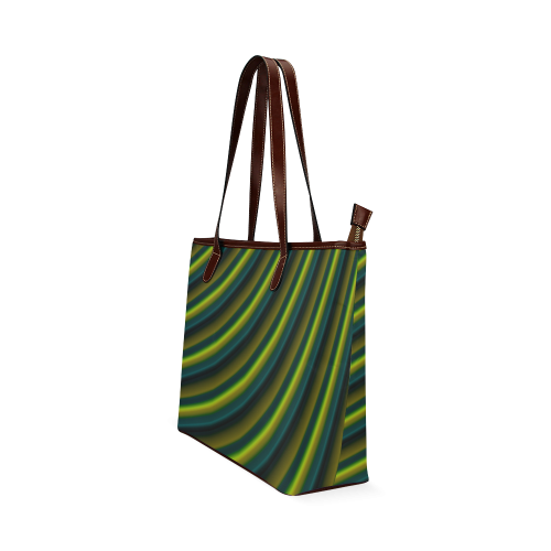 Glossy Lime Green Gradient Stripes Shoulder Tote Bag (Model 1646)