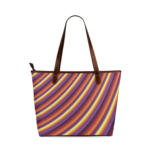 Glossy Colorful Gradient Stripes Shoulder Tote Bag (Model 1646)