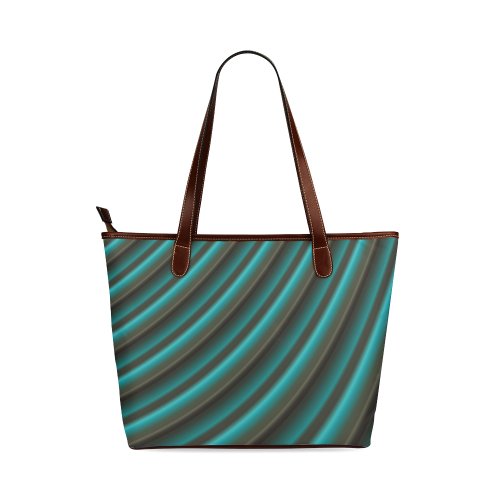 Glossy Green Gradient Stripes Shoulder Tote Bag (Model 1646)