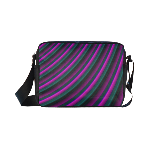 Glossy Purple Gradient Stripes Classic Cross-body Nylon Bags (Model 1632)