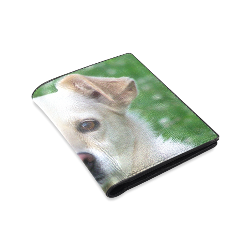 Dog face close-up Men's Leather Wallet (Model 1612)