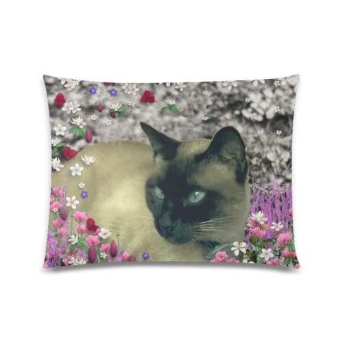 Stella in Flowers I Chocolate Cream Siamese Cat Custom Picture Pillow Case 20"x26" (one side)
