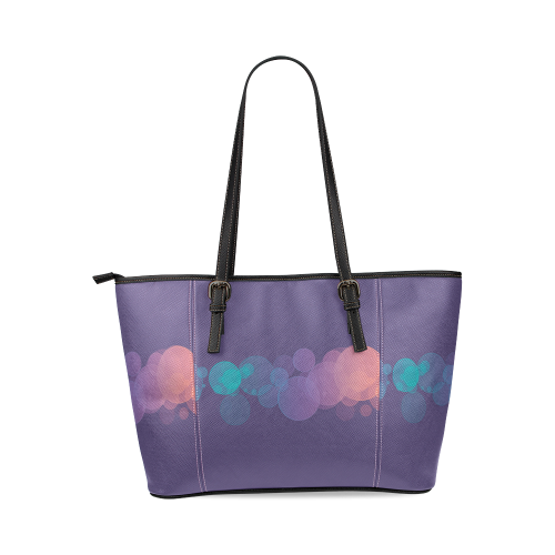 Colorful Bokeh Glitter Discs Leather Tote Bag/Large (Model 1640)