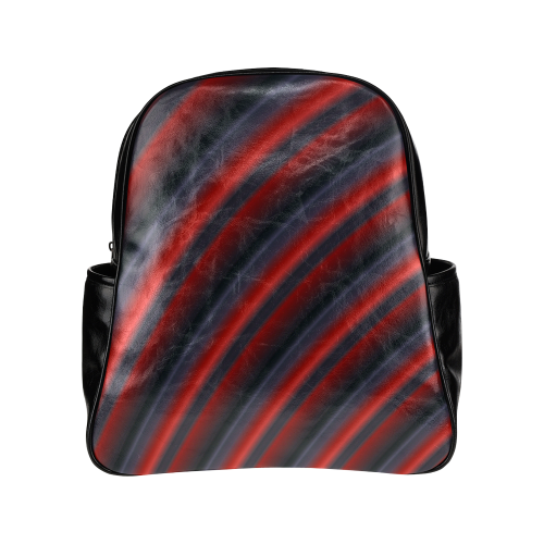 Glossy Red Gradient Stripes Multi-Pockets Backpack (Model 1636)