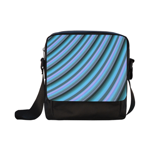 Glossy Light Blue Gradient Stripes Crossbody Nylon Bags (Model 1633)