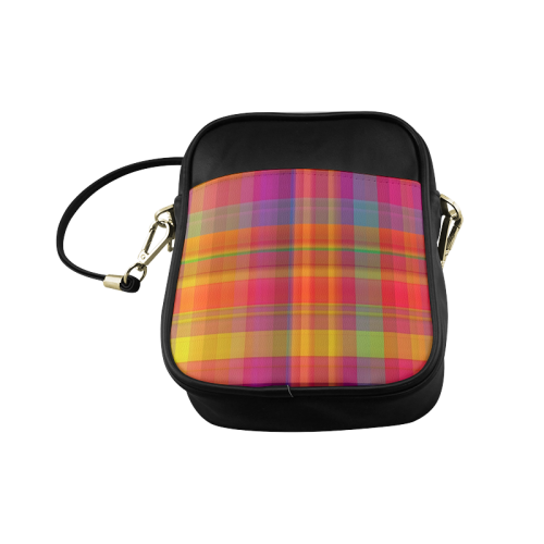 modern plaid, hot colors Sling Bag (Model 1627)