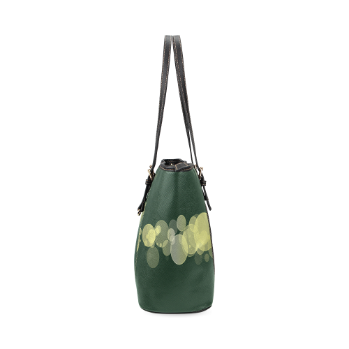 Green Bokeh Glitter Discs Leather Tote Bag/Large (Model 1640)