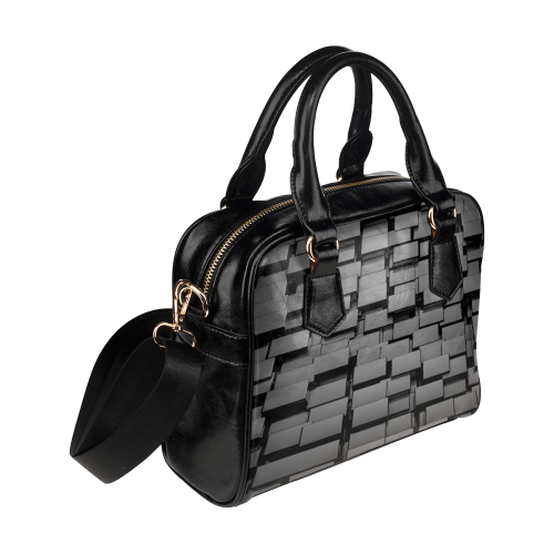 Glossy Back 3D Cubes Shoulder Handbag (Model 1634)