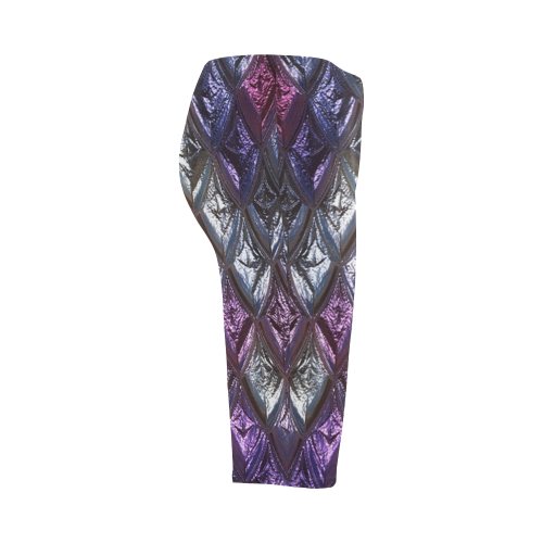 rhombus, diamond patterned lilac Hestia Cropped Leggings (Model L03)