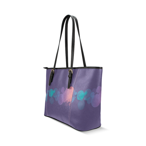 Colorful Bokeh Glitter Discs Leather Tote Bag/Large (Model 1640)