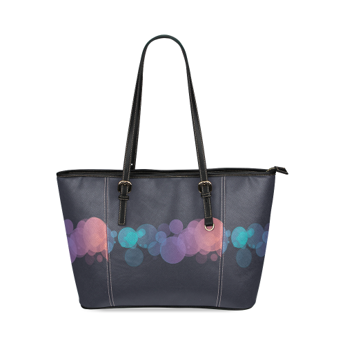 Colorful Bokeh Glitter Discs Leather Tote Bag/Large (Model 1640)