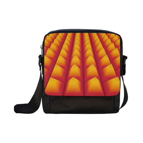 Yellow and Orange 3D Pyramids Crossbody Nylon Bags (Model 1633)