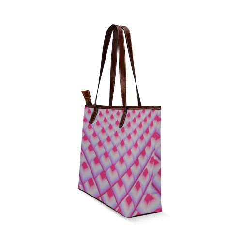 Pink 3D Pyramids Shoulder Tote Bag (Model 1646)