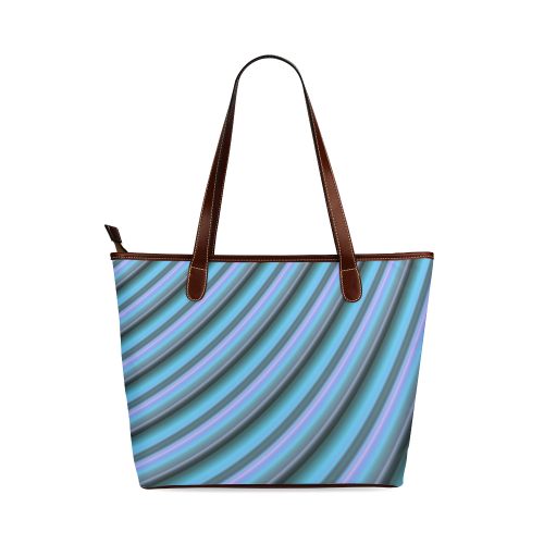 Glossy Light Blue Gradient Stripes Shoulder Tote Bag (Model 1646)