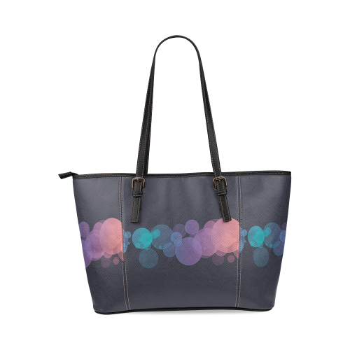 Colorful Bokeh Glitter Discs Leather Tote Bag/Large (Model 1640)