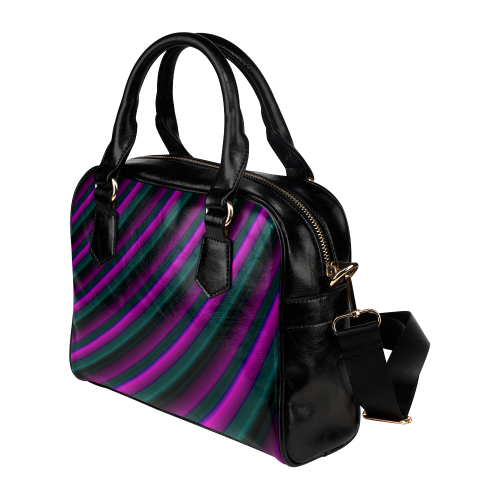 Glossy Purple Gradient Stripes Shoulder Handbag (Model 1634)