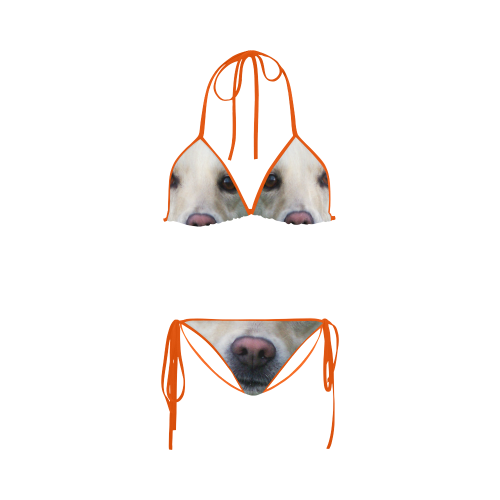 Dog face close-up. Custom Bikini Swimsuit