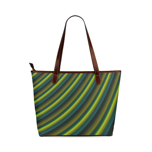 Glossy Lime Green Gradient Stripes Shoulder Tote Bag (Model 1646)