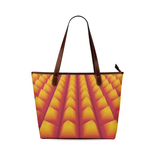 Yellow and Orange 3D Pyramids Shoulder Tote Bag (Model 1646)