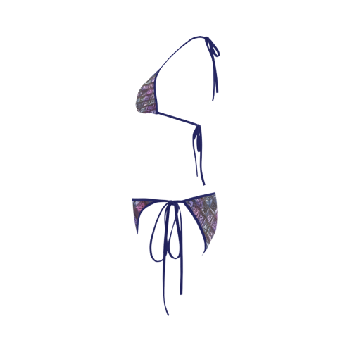 rhombus, diamond patterned lilac Custom Bikini Swimsuit