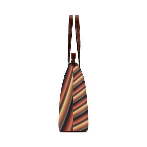 Caramel Orange Gradient Stripes Shoulder Tote Bag (Model 1646)