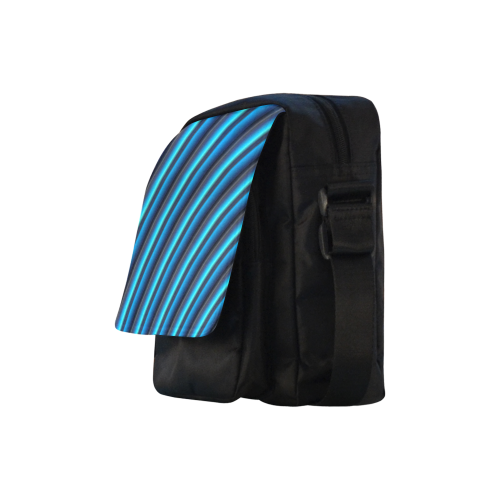 Glossy Blue Gradient Stripes Crossbody Nylon Bags (Model 1633)