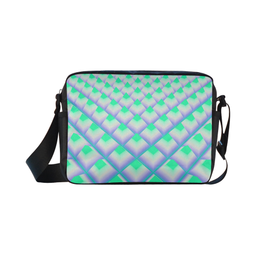 Green 3D Pyramids Classic Cross-body Nylon Bags (Model 1632)