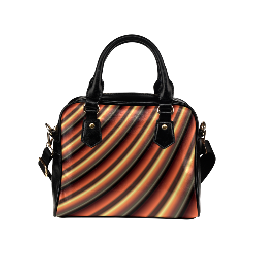 Caramel Orange Gradient Stripes Shoulder Handbag (Model 1634)