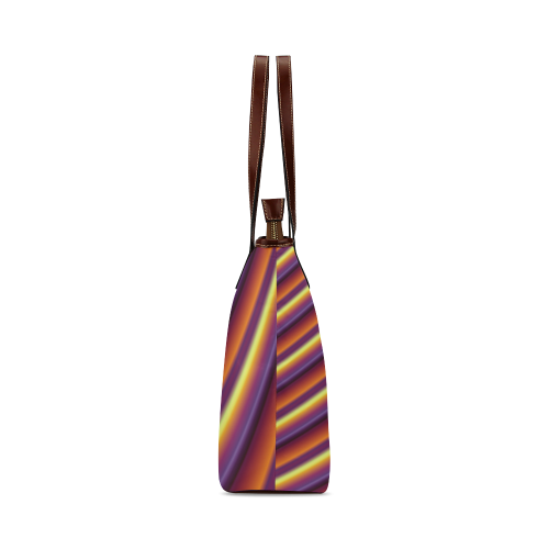 Glossy Colorful Gradient Stripes Shoulder Tote Bag (Model 1646)