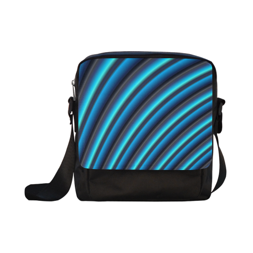 Glossy Blue Gradient Stripes Crossbody Nylon Bags (Model 1633)