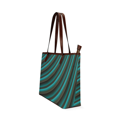 Glossy Green Gradient Stripes Shoulder Tote Bag (Model 1646)