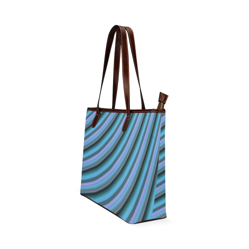 Glossy Light Blue Gradient Stripes Shoulder Tote Bag (Model 1646)