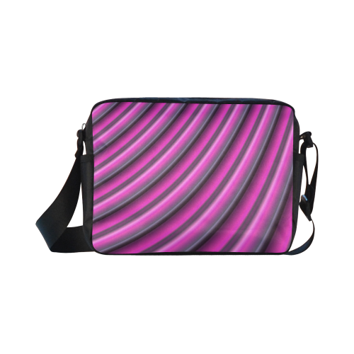Glossy Pink Gradient Stripes Classic Cross-body Nylon Bags (Model 1632)
