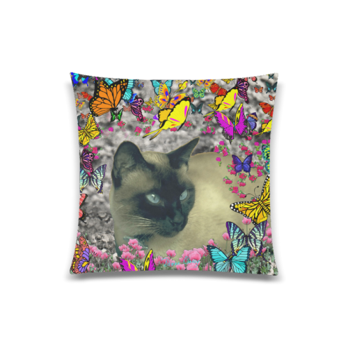 Stella in Butterflies Cbocolate Point Siamese Cat Custom Zippered Pillow Case 20"x20"(One Side)