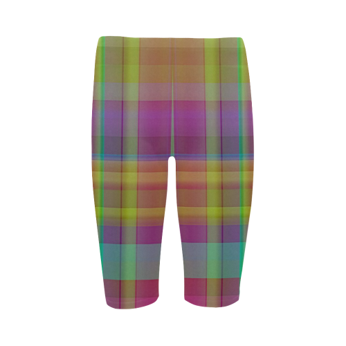 modern plaid, cool colors Hestia Cropped Leggings (Model L03)