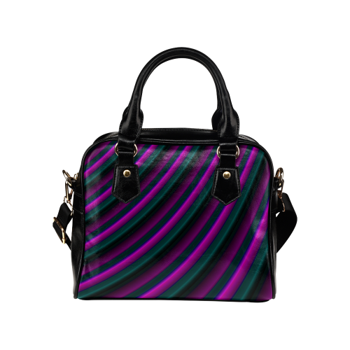 Glossy Purple Gradient Stripes Shoulder Handbag (Model 1634)