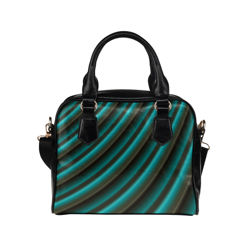 Glossy Green Gradient Stripes Shoulder Handbag (Model 1634)