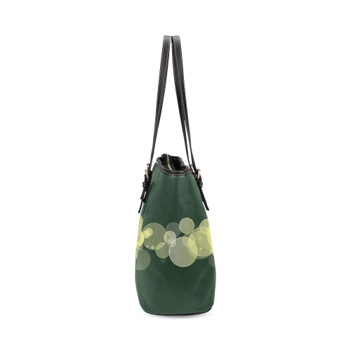 Green Bokeh Glitter Discs Leather Tote Bag/Small (Model 1640)