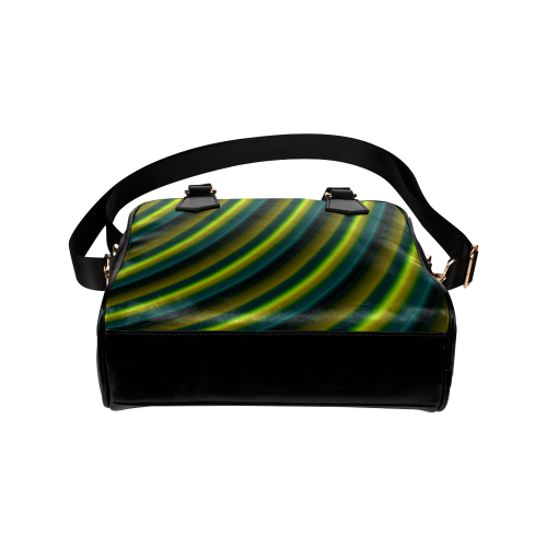 Glossy Lime Green Gradient Stripes Shoulder Handbag (Model 1634)