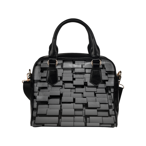 Glossy Back 3D Cubes Shoulder Handbag (Model 1634)