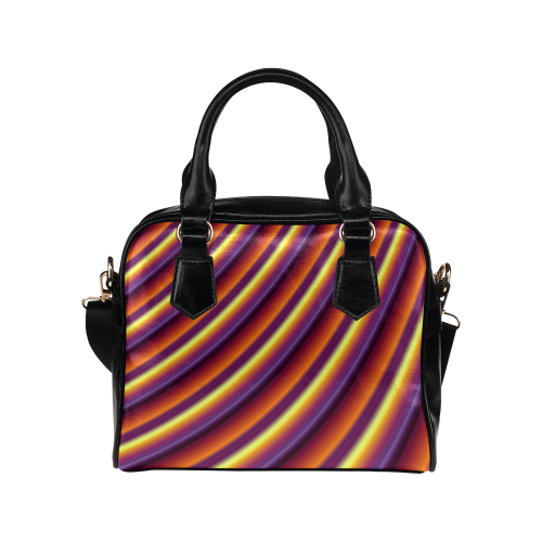 Glossy Colorful Gradient Stripes Shoulder Handbag (Model 1634)