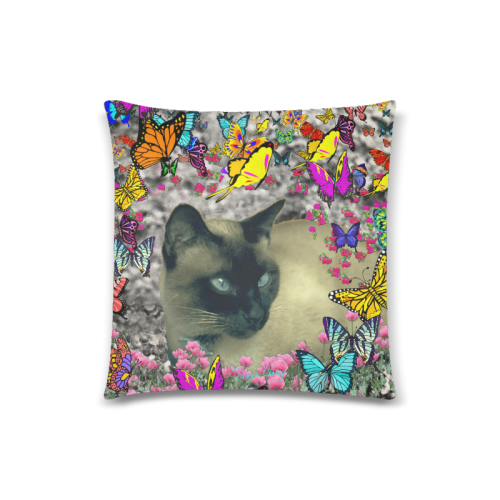 Stella in Butterflies Cbocolate Point Siamese Cat Custom Zippered Pillow Case 18"x18" (one side)