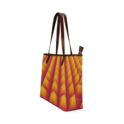 Yellow and Orange 3D Pyramids Shoulder Tote Bag (Model 1646)