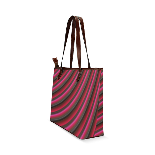 Glossy Rose Red Gradient Stripes Shoulder Tote Bag (Model 1646)