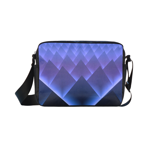 Glowing Blue 3D Pyramids Classic Cross-body Nylon Bags (Model 1632)
