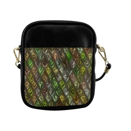 rhombus, diamond patterned green Sling Bag (Model 1627)