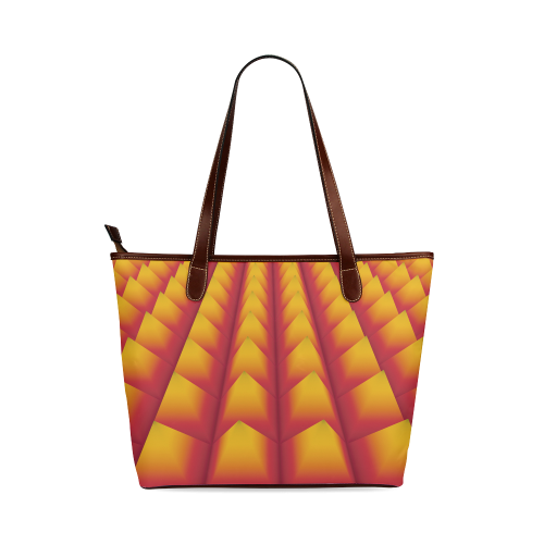Yellow and Orange 3D Pyramids Shoulder Tote Bag (Model 1646)