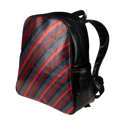 Glossy Red Gradient Stripes Multi-Pockets Backpack (Model 1636)