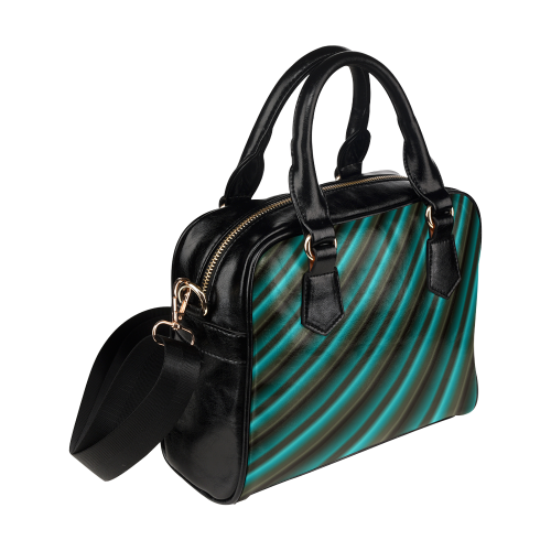 Glossy Green Gradient Stripes Shoulder Handbag (Model 1634)